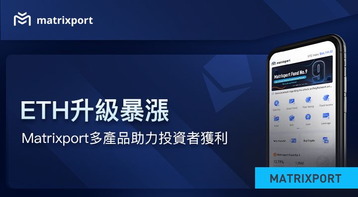 ETH 升級暴漲，Matrixport 多產品助力投資者獲利