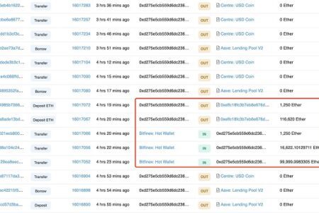 一巨鯨從交易所轉出大量 ETH 後存入 AAVE，並借出 8,000 萬 USDC