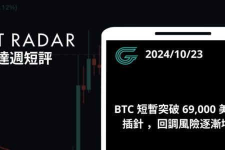 GT Radar 雷達週報 10/23：BTC 短暫突破 69,000 美元後插針 ，回調風險逐漸增大